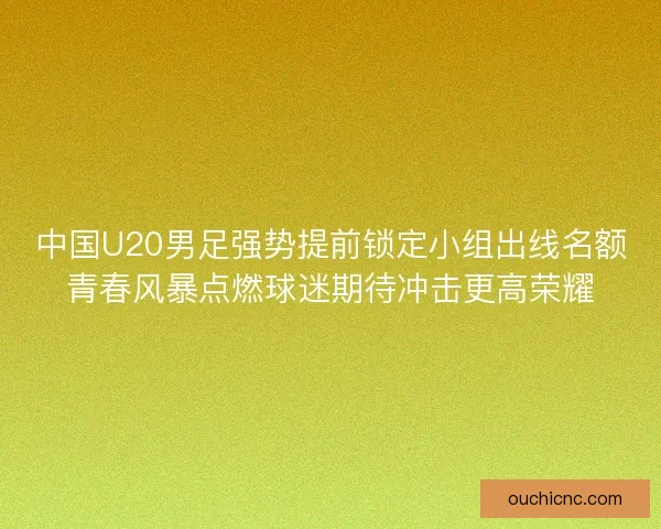 中国U20男足强势提前锁定小组出线名额青春风暴点燃球迷期待冲击更高荣耀