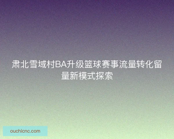 肃北雪域村BA升级篮球赛事流量转化留量新模式探索