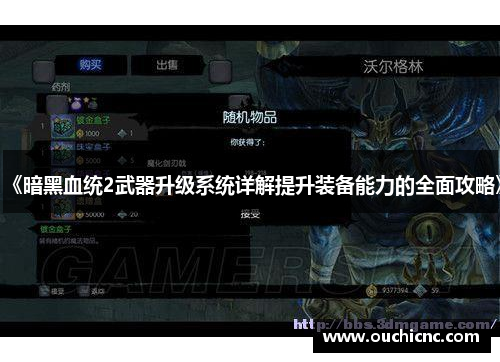 《暗黑血统2武器升级系统详解提升装备能力的全面攻略》
